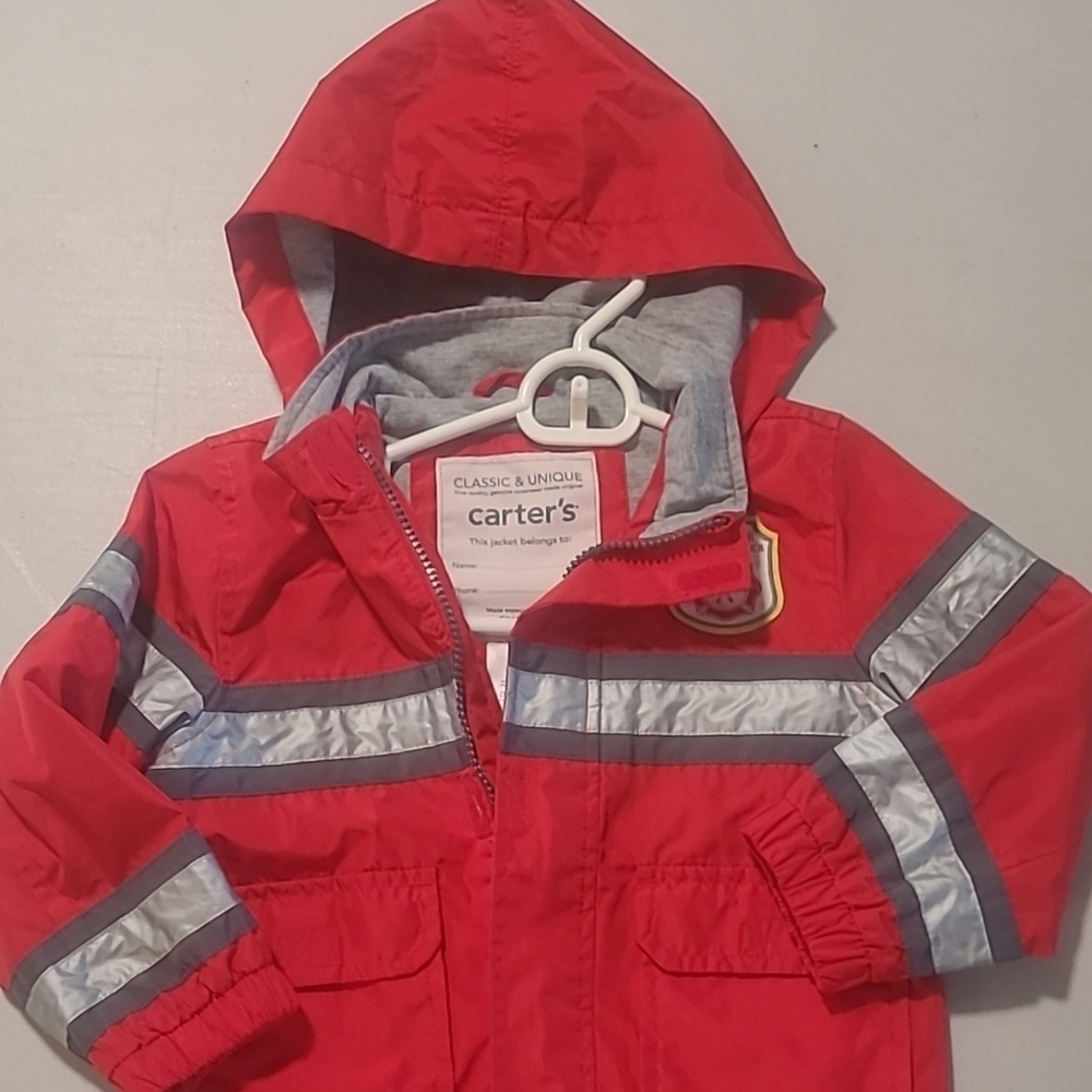Carter's Red Hooded Jacket with Reflective Stripes